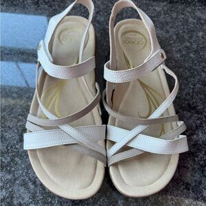 Abeo White and Taupe Multi-Strap Slingback Sandal